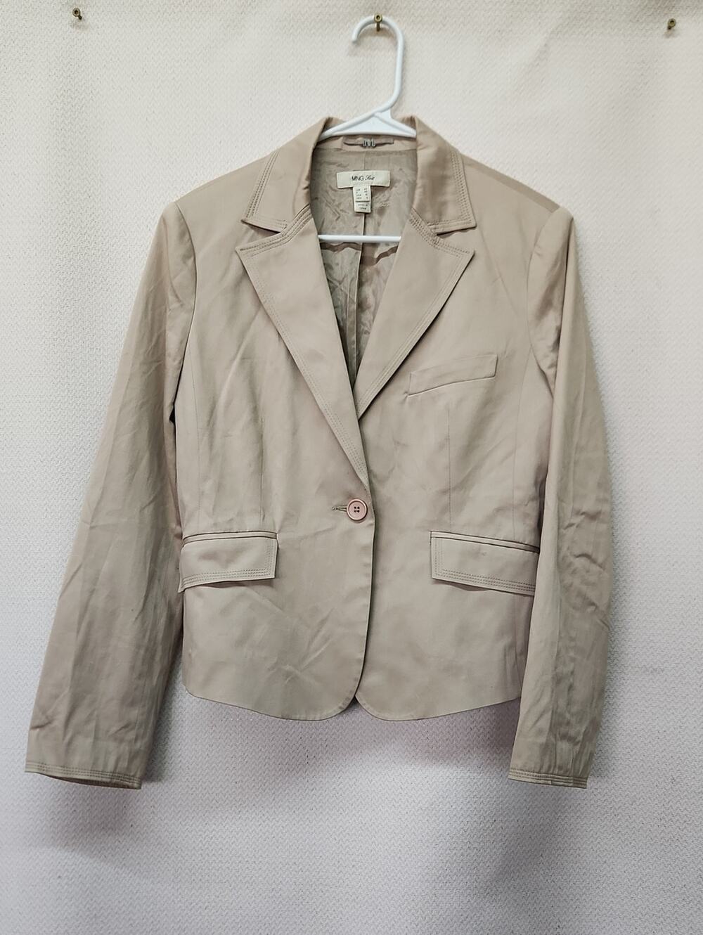 Woman Within Light Taupe Notch-Lapel Single-Button Blazer